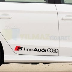 Audi S Line Logo Yan Kapı Altı Marşpiyel Oto Sticker Yapıştırma Etiket 2 Adet