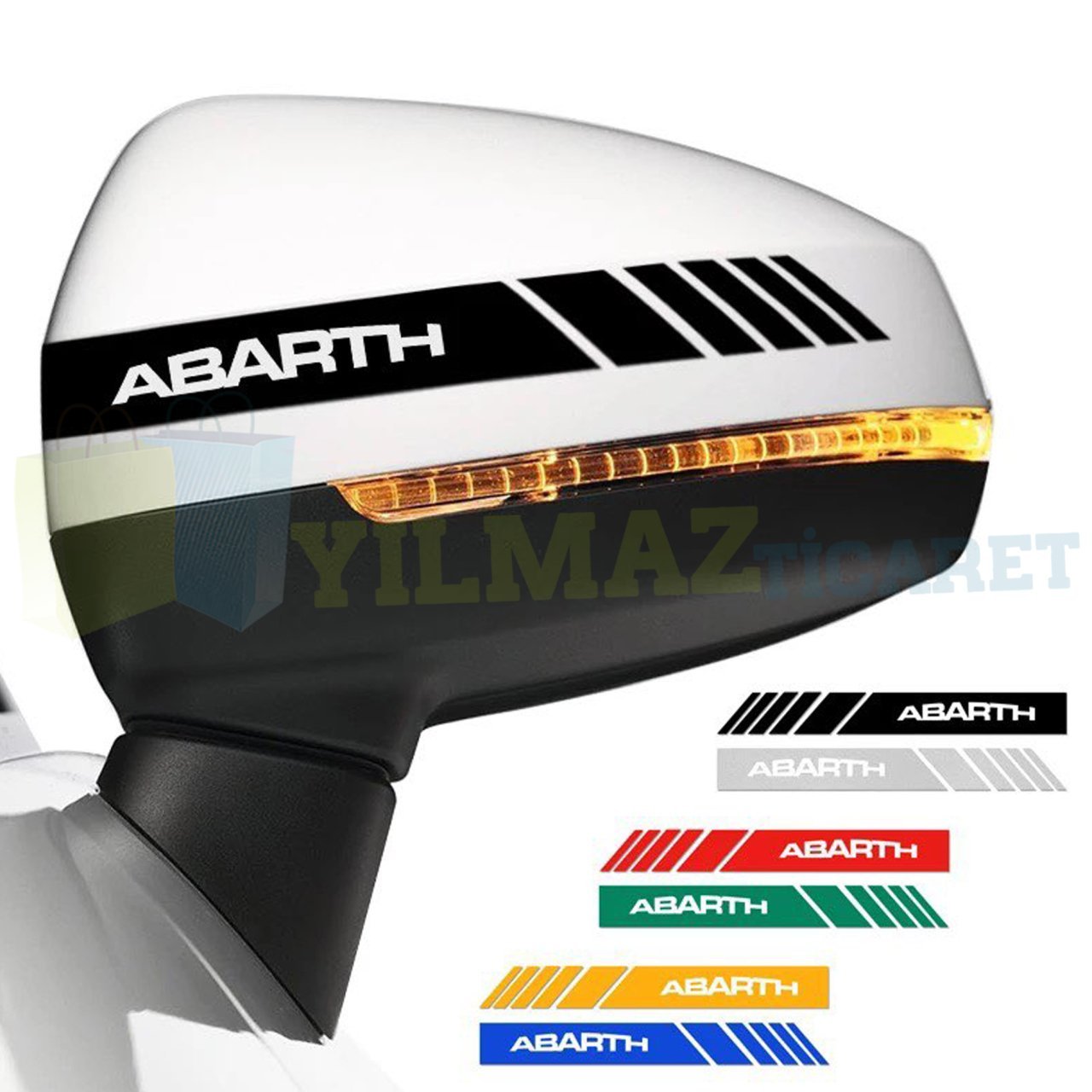 Fiat Abarth Dikiz Yan Ayna Kapağı Oto Şerit Sticker Araba Etiket Araç Yapıştırma 3 Çift