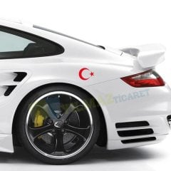 Türk Bayrağı Oto Sticker Araba Yapıştırma Kaliteli Folyo Süper