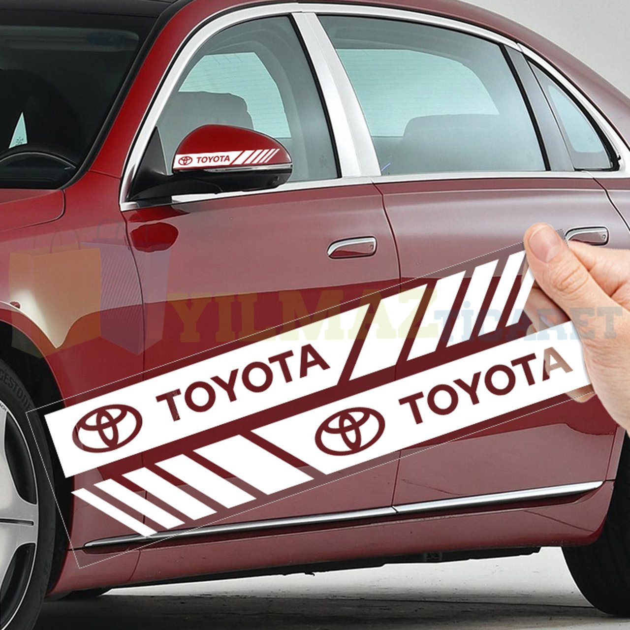 Toyota Logo Dikiz Yan Ayna Kapağı Oto Şerit Sticker Araba Etiket Araç Yapıştırma 3 Çift
