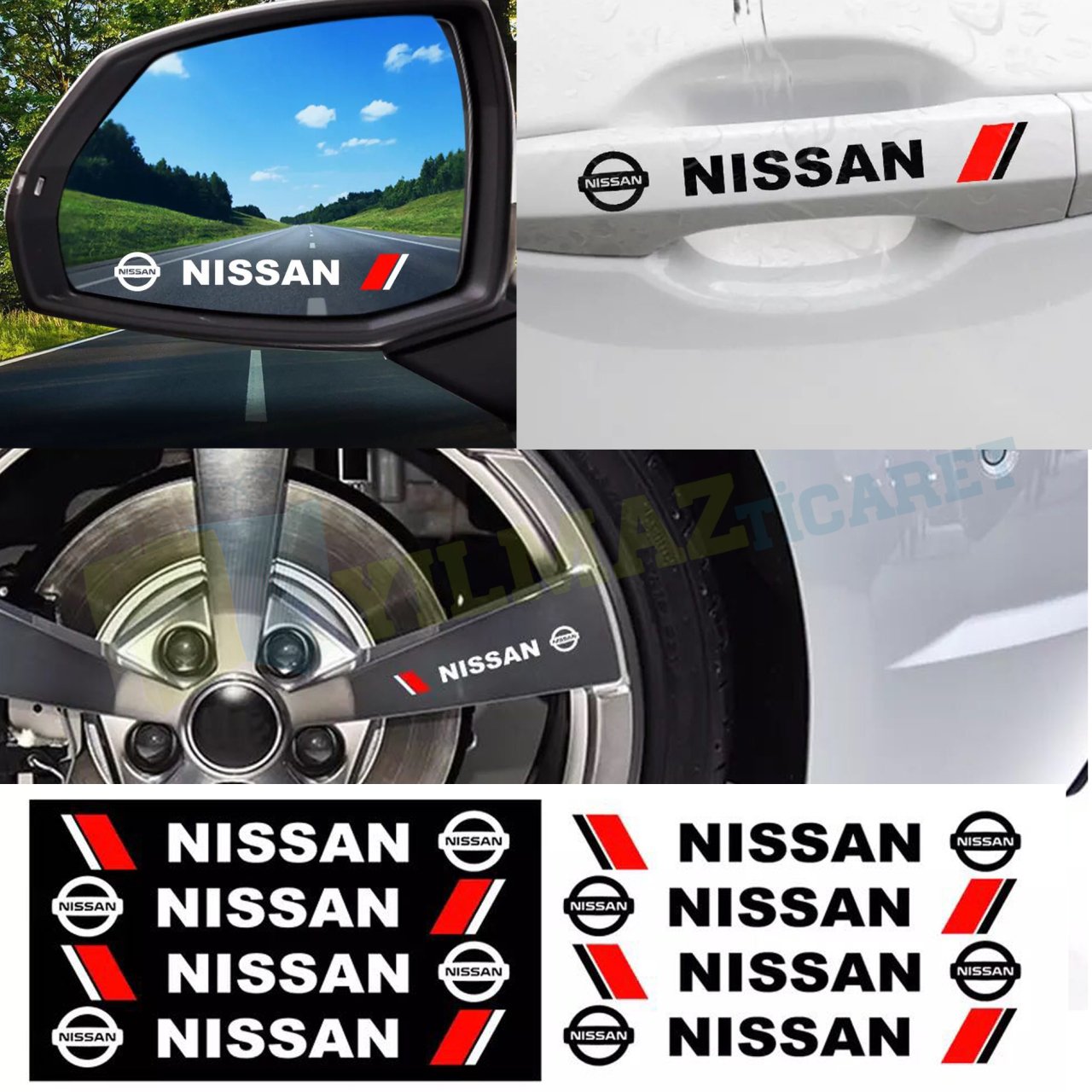 Nissan Logo Kapı Kolu Jant Ayna Oto Sticker Yapıştırma Etiket 4Ad