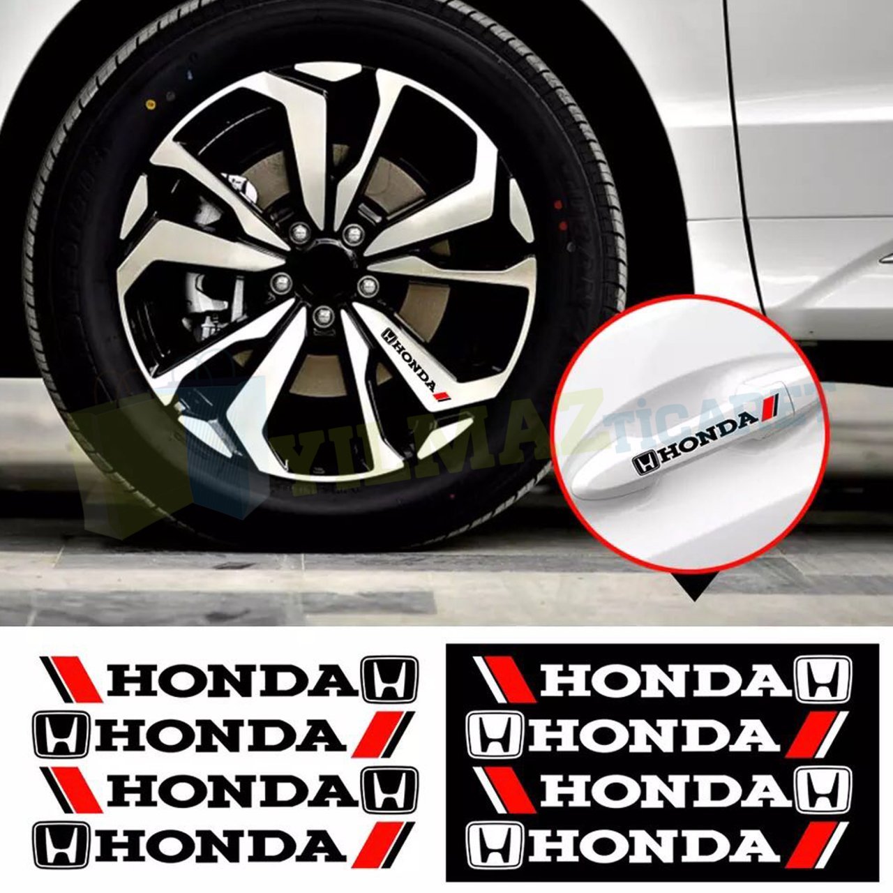 Honda Logo Kapı Kolu Jant Ayna Oto Sticker Yapıştırma Etiket 4 Ad