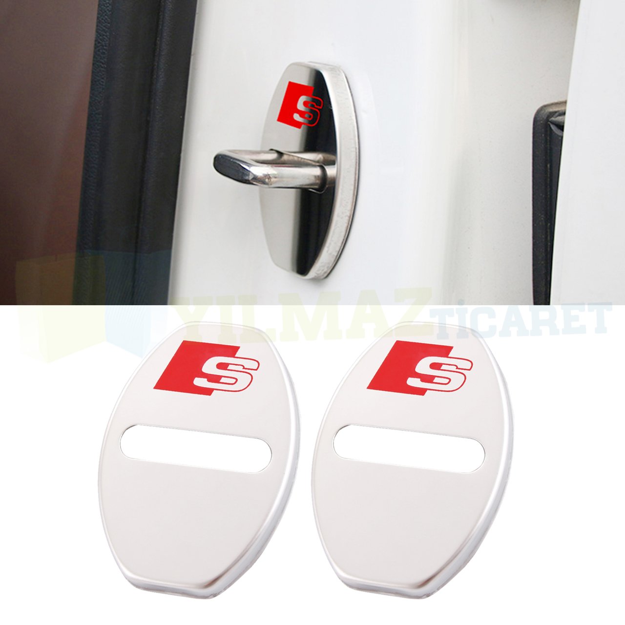 Audi S Line Kapı Kilidi Logo Kaplaması Arma Paslanmaz Çelik 2 Adet