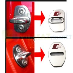Audi S Line Kapı Kilidi Logo Kaplaması Arma Paslanmaz Çelik 2 Adet