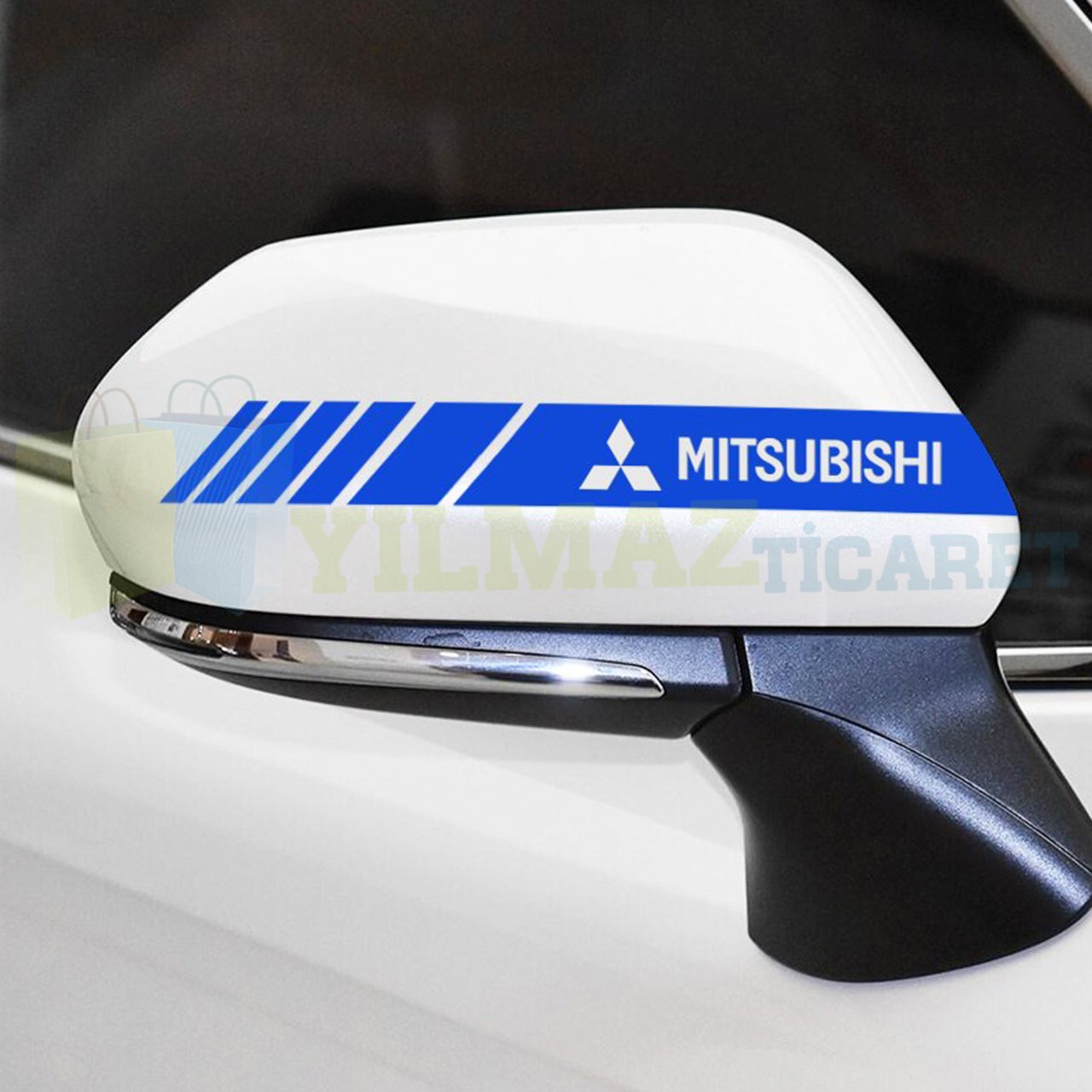 Mitsubishi Logo Dikiz Yan Ayna Kapağı Oto Şerit Sticker Araba Etiket Araç Yapıştırma 3 Çift