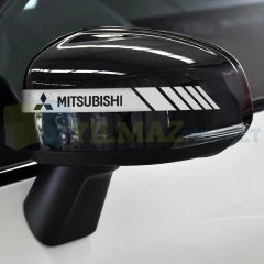 Mitsubishi Logo Dikiz Yan Ayna Kapağı Oto Şerit Sticker Araba Etiket Araç Yapıştırma 3 Çift
