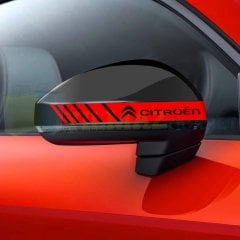Citroen Logo Dikiz Yan Ayna Kapağı Oto Şerit Sticker Araba Etiket Araç Yapıştırma 3 Çift