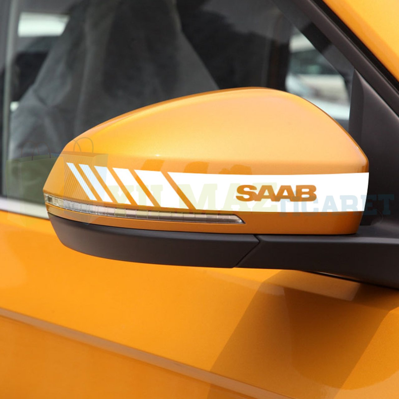 Saab Logo Dikiz Yan Ayna Kapağı Oto Şerit Sticker Araba Etiket Araç Yapıştırma 3 Çift