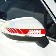 Bmw M Logo Dikiz Yan Ayna Kapağı Oto Şerit Sticker Araba Etiket Araç Yapıştırma 3 Çift