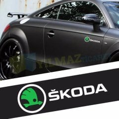 Skoda Logo Arma Yan Kapı Oto Sticker Yapıştırma Araba Etiket 2 Ad