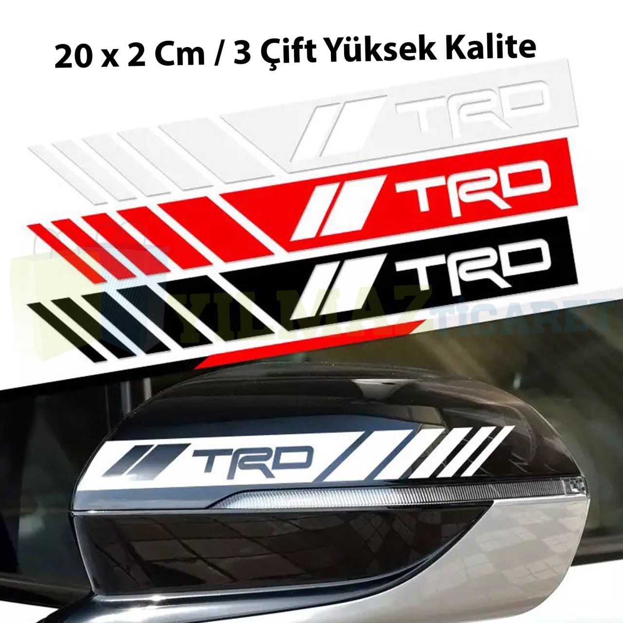 Toyota TRD Logo Dikiz Yan Ayna Kapağı Oto Şerit Sticker Araba Etiket Araç Yapıştırma 3 Çift