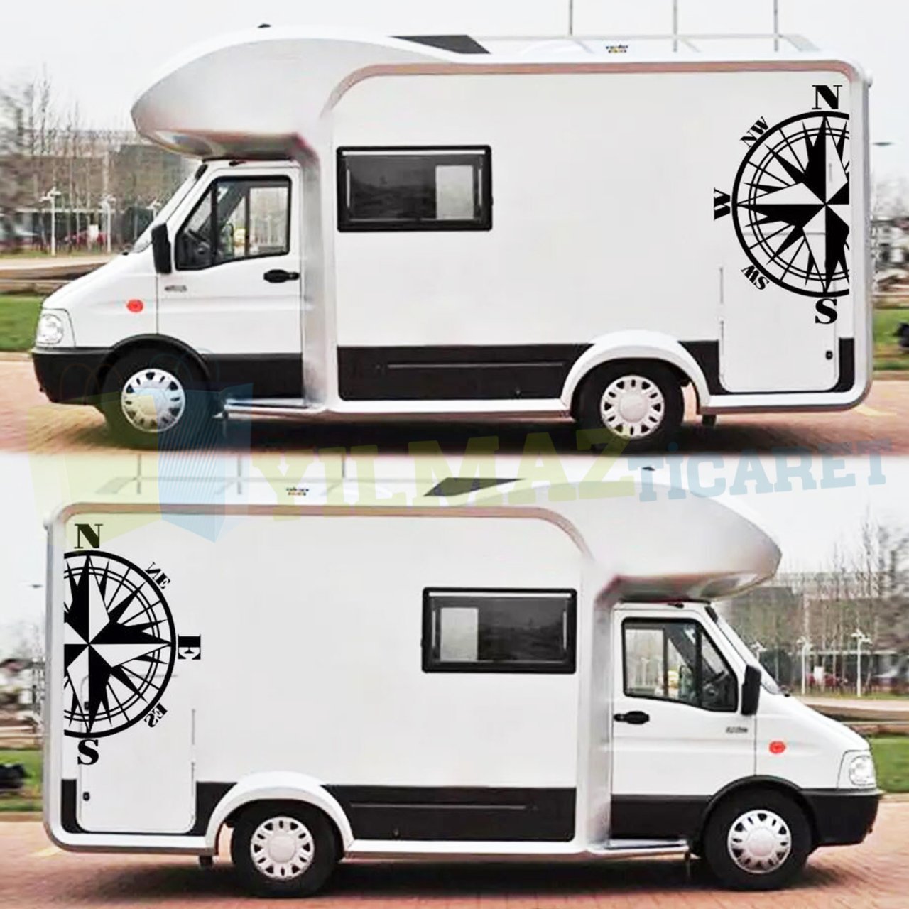 Pusula Kamp Karavan Çekme Off Road Oto Sticker Yapıştırma 1 Çift