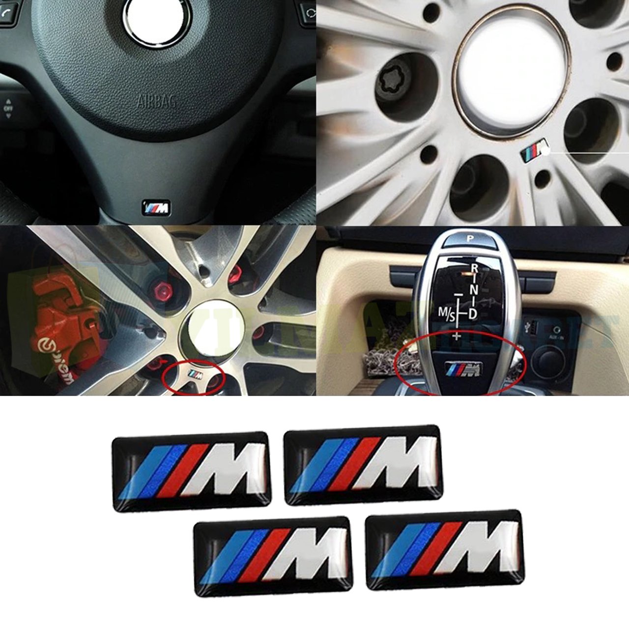 BMW M Logo Torpido Direksiyon Jant Vites Damla Sticker Etiket Yapıştırma 4 Adet Yüksek Kalite