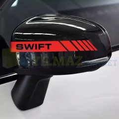 Suzuki Swift Dikiz Yan Ayna Kapağı Oto Şerit Sticker Araba Etiket Araç Yapıştırma 3 Çift