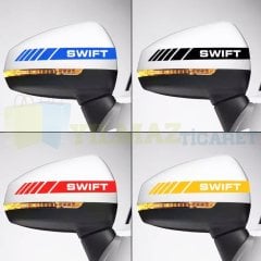 Suzuki Swift Dikiz Yan Ayna Kapağı Oto Şerit Sticker Araba Etiket Araç Yapıştırma 3 Çift