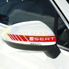 Seat Logo Arma Dikiz Yan Ayna Kapağı Oto Şerit Sticker Araba Etiket Araç Yapıştırma 3 Çift
