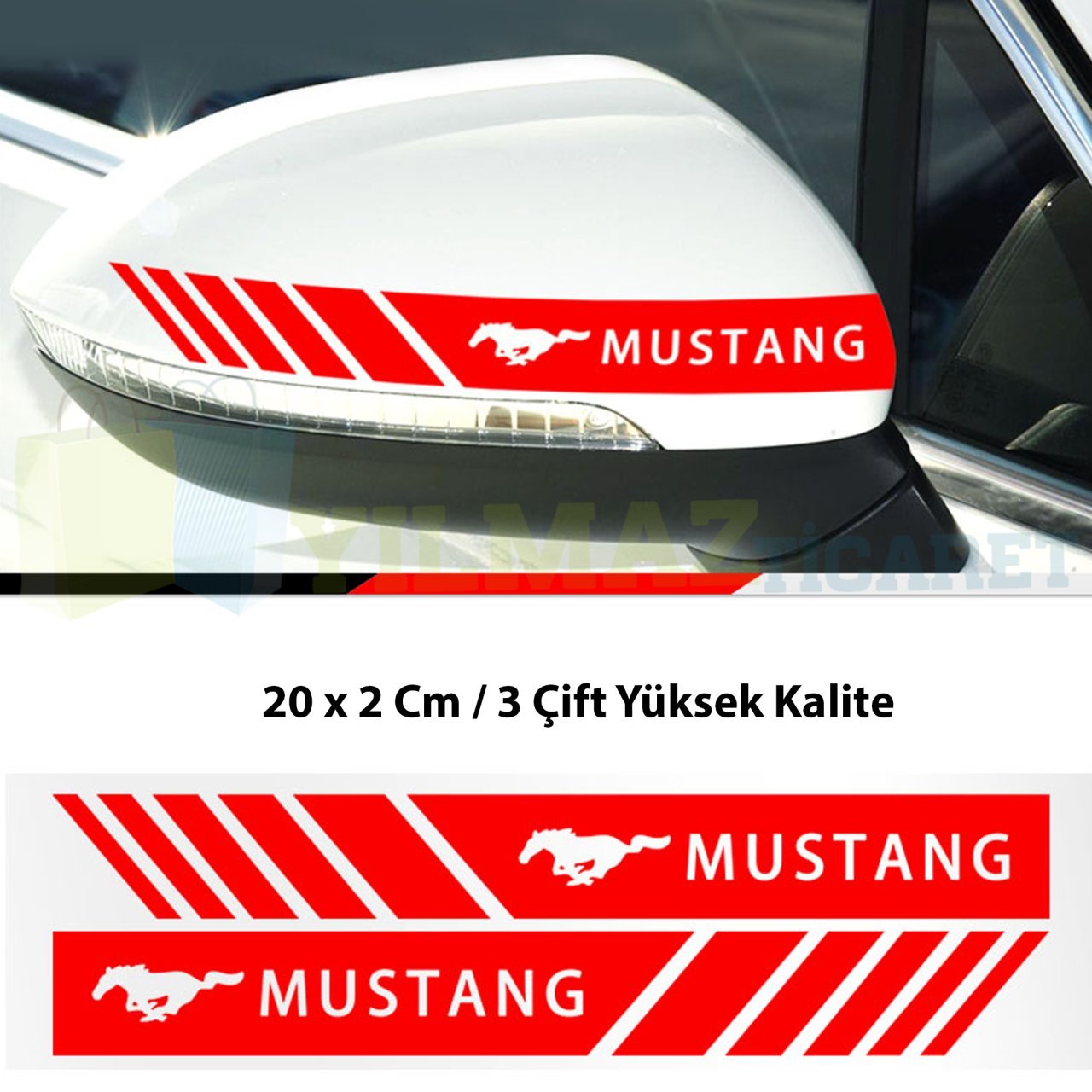 Mustang Logo Arma Dikiz Yan Ayna Kapağı Oto Şerit Sticker Araba Etiket Araç Yapıştırma 3 Çift