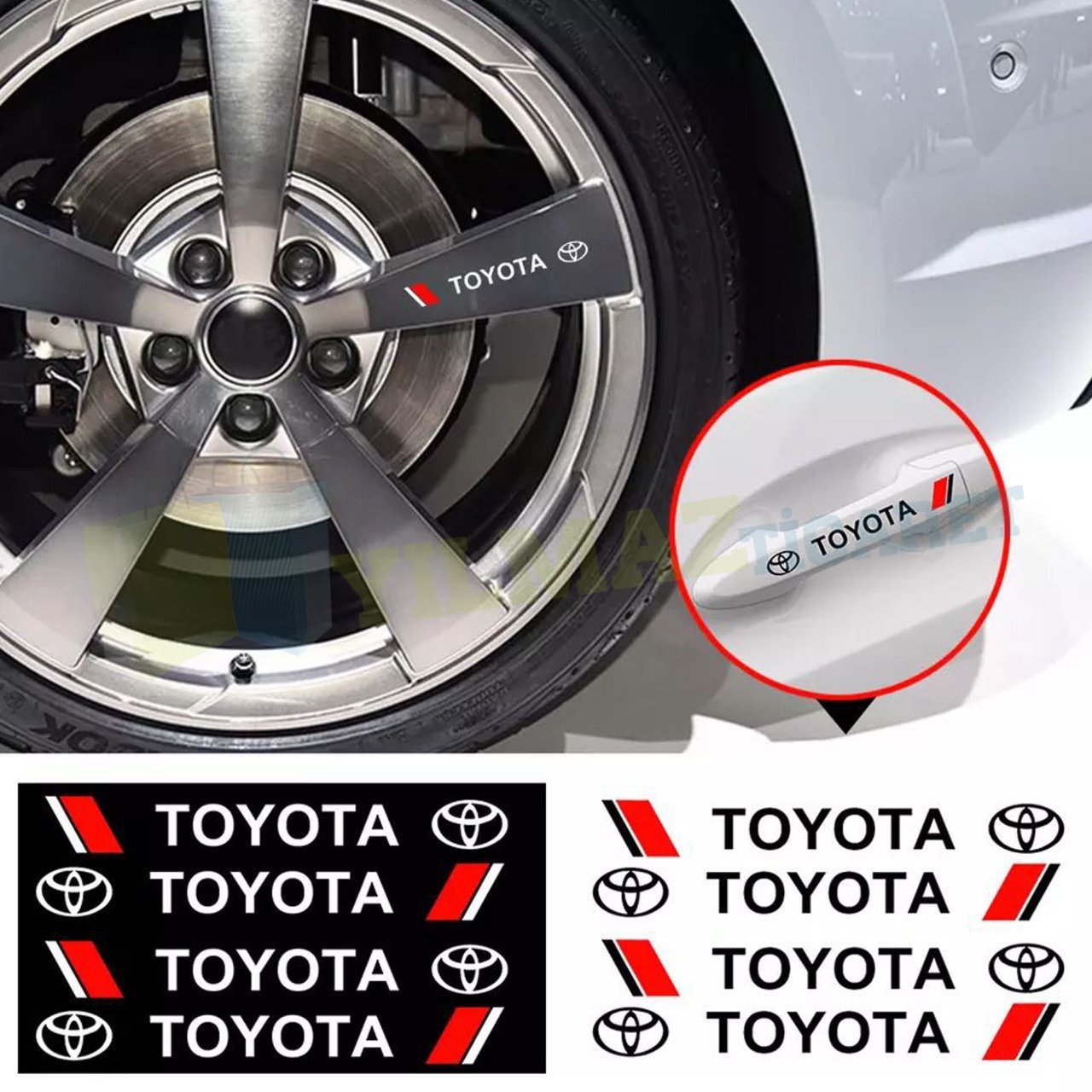 Toyota Logo Kapı Kolu Jant Ayna Oto Sticker Yapıştırma 4 Adet