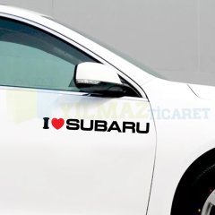 I Love Subaru Kalp Oto Sticker Tampon Yan Kapı Sticker Çıkartma Yapıştırma 2 Adet