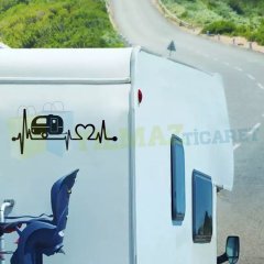 Karavan Kalp Ritim Atışı Oto Sticker Yapıştırma Etiket Çıkartma