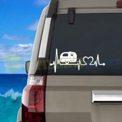 Karavan Kalp Ritim Atışı Oto Sticker Yapıştırma Etiket Çıkartma