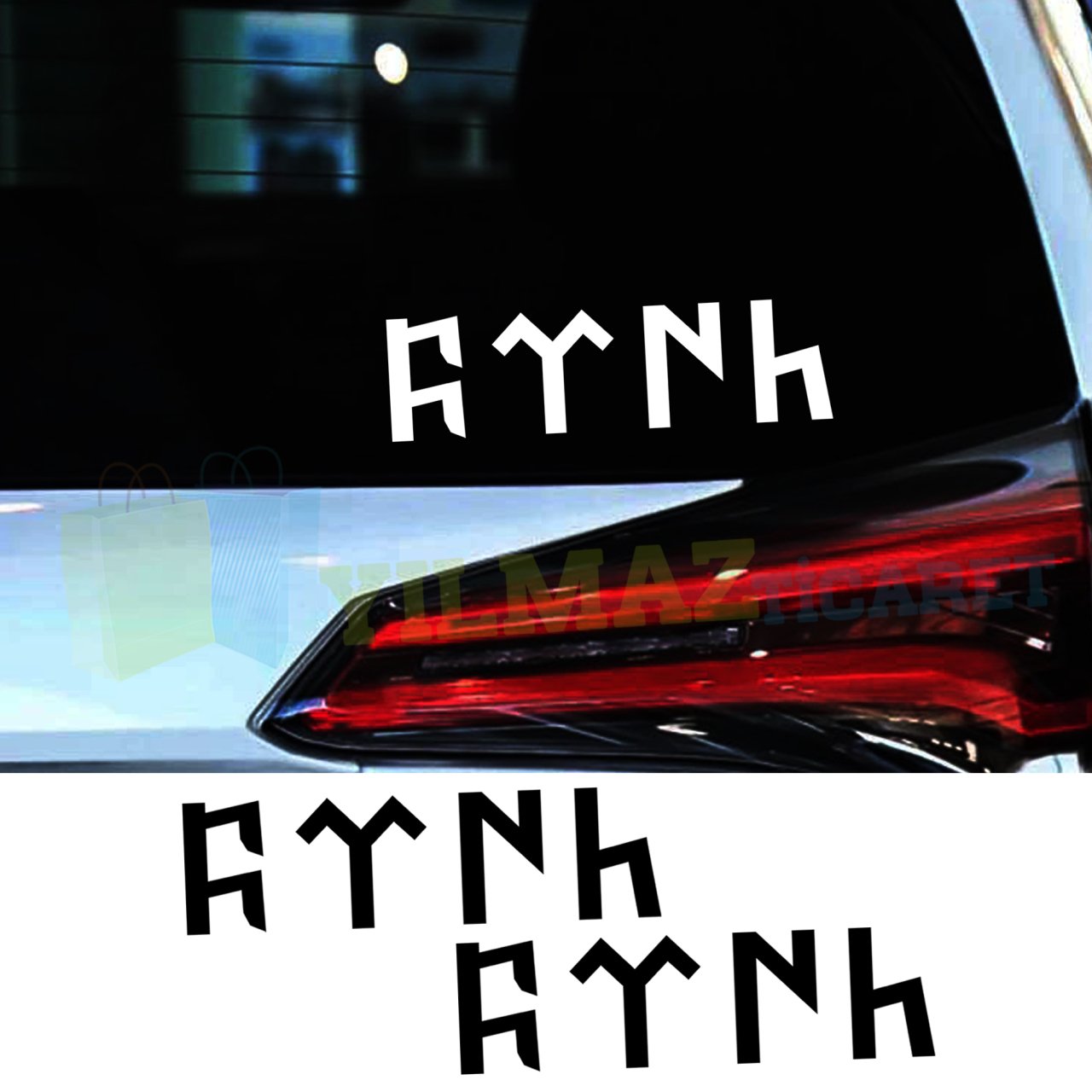 Göktürkçe TÜRK Yazı Oto Sticker Araba Etiket Cam Yapıştırma 2 Adet