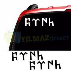 Göktürkçe TÜRK Yazı Oto Sticker Araba Etiket Cam Yapıştırma 2 Adet