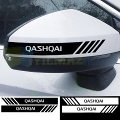 Nissan Qashqai Yazı Dikiz Yan Ayna Kapağı Oto Şerit Sticker Araba Etiket Yapıştırma 3 Çift 20 x 2 Cm