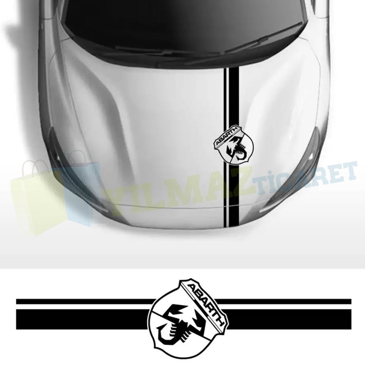 Fiat Punto Abarth Ön Kaput Şerit Oto Sticker Yapıştırma Çıkartma
