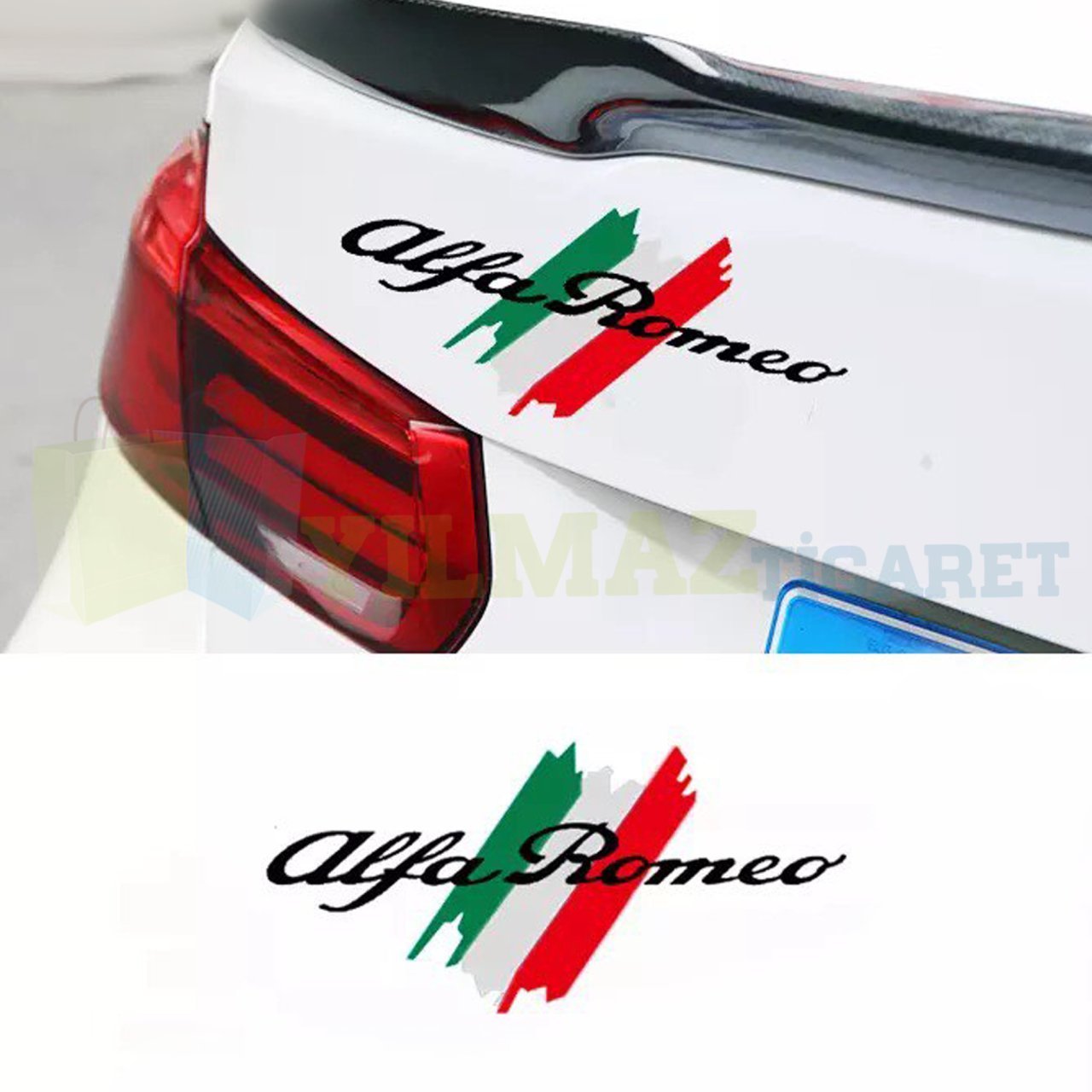 Alfa Romeo Logo Yazı Bagaj Depo Kapağı Cam Oto Sticker Etiket Yapıştırma