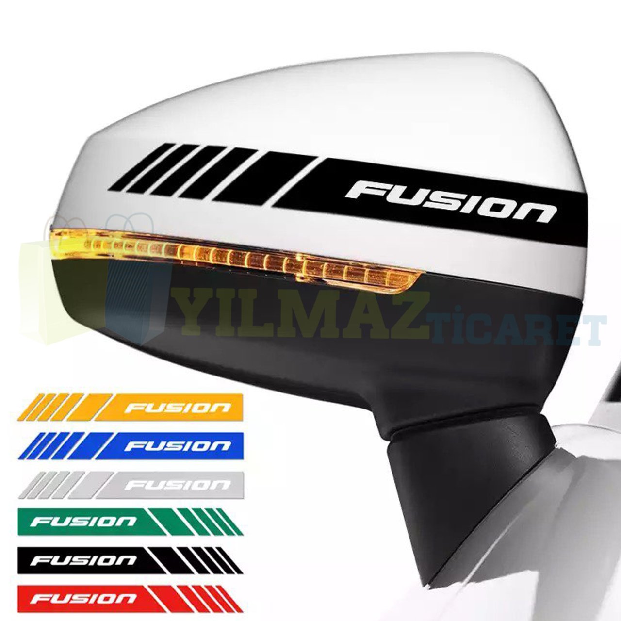 Ford Fusion Dikiz Yan Ayna Kapağı Oto Şerit Sticker Araba Etiket Yapıştırma 3 Çift 20 x 2 Cm