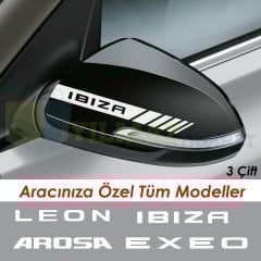 Seat Leon İbiza Toledo Dikiz Yan Ayna Kapağı Oto Şerit Sticker Araba Etiket Yapıştırma 3 Çift