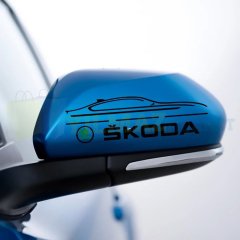 Skoda Logo Yan Ayna Şerit Oto Sticker Araba Yapıştırma Etiket 1 Çift