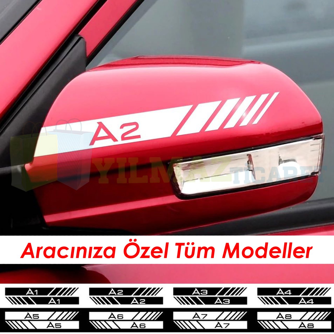 Audi A1 A2 A3 A4 A5 A6 A7 A8 Dikiz Yan Ayna Kapağı Oto Şerit Sticker Araba Etiket Yapıştırma 3 Çift 20 x 2 Cm