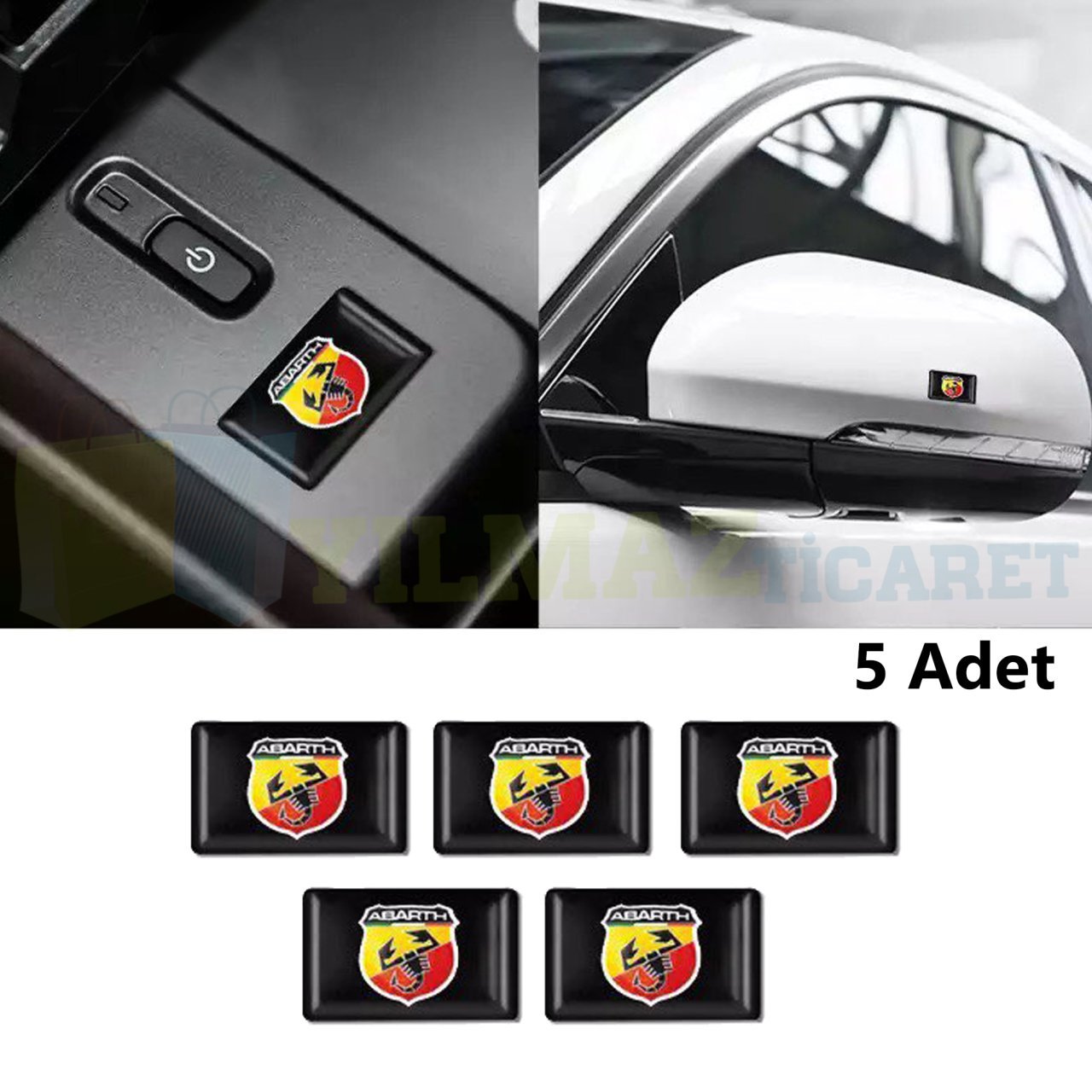 Fiat Abarth Logo Arma Amblem Direksiyon Jant Vites Torpido Damla Oto Sticker 5 Adet