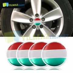 Alfa Romeo Fiat İtalya Bayrak Jant Göbeği Yapıştırma 4 Adet Metal (57MM X57MM ÖLÇÜ)