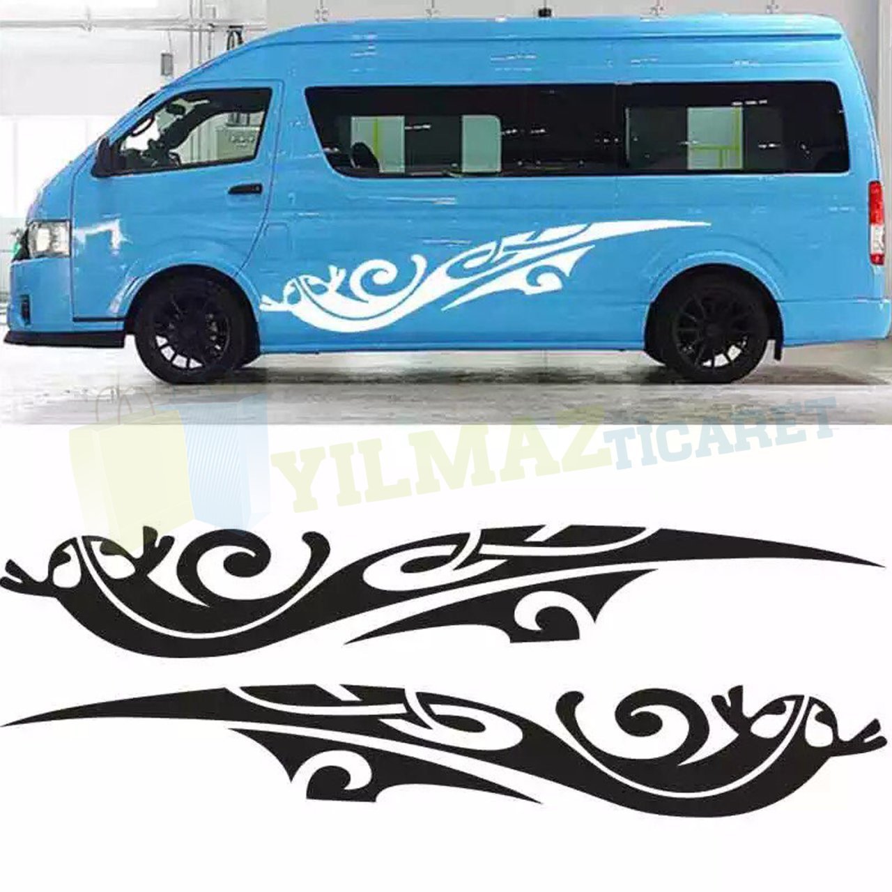 Karavan Kertenkele Çekme Modifiye Oto Sticker Yapıştırma 2 Adet