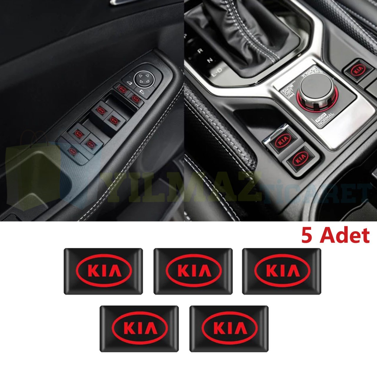 Kia Logo Arma Direksiyon Jant Vites Torpido Damla Silikon 3D Etiket Oto Sticker 5 Adet