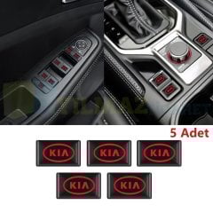 Kia Logo Arma Direksiyon Jant Vites Torpido Damla Silikon 3D Etiket Oto Sticker 5 Adet
