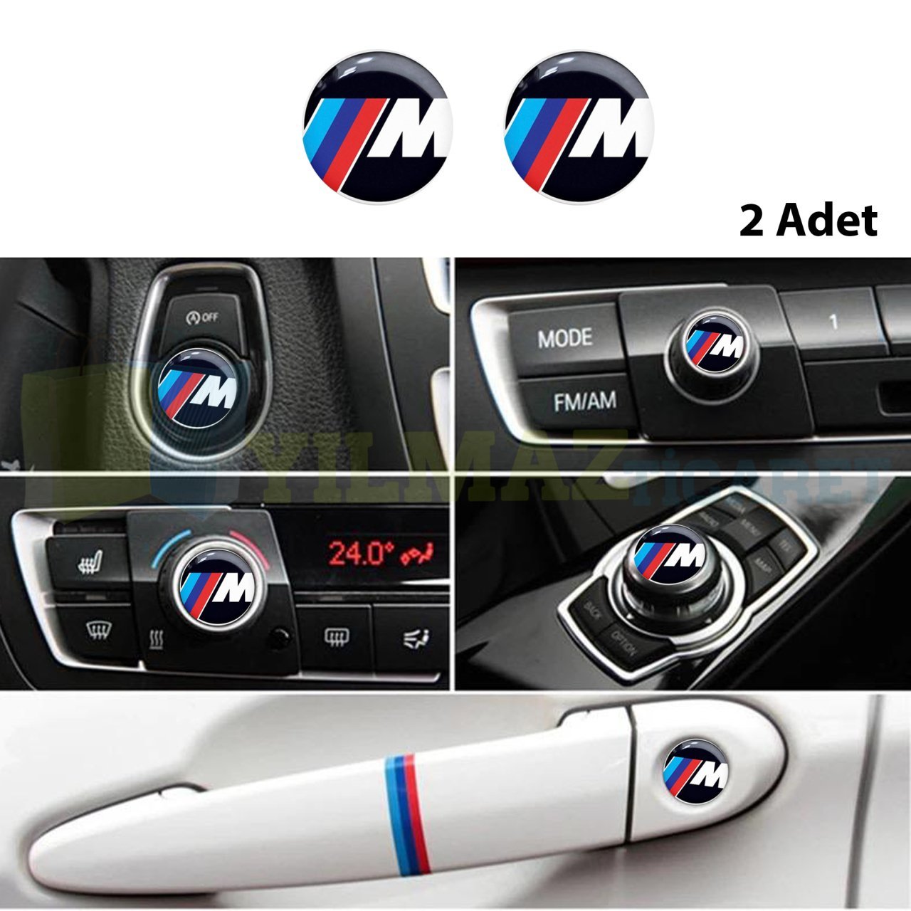 Bmw M Logo Kapı Teyp Joystick Sticker Arma Damla Etiket 2 Ad