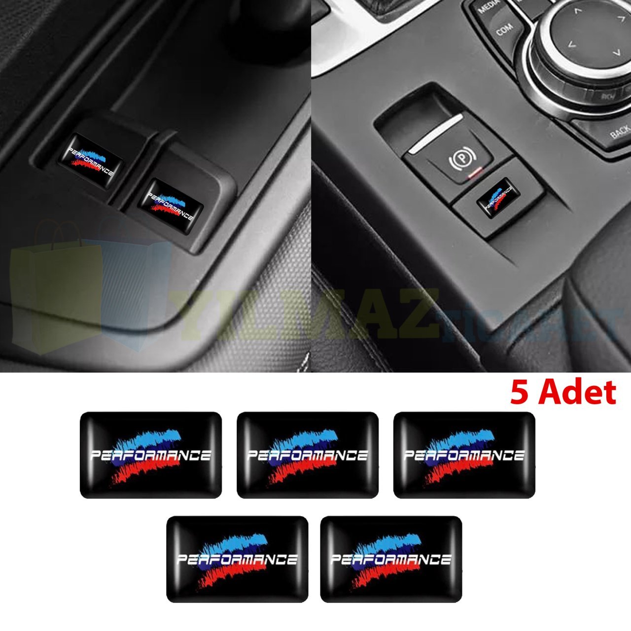 Bmw M Performance Direksiyon Jant Vites Torpido Damla Silikon 3D Etiket Oto Sticker 5 Adet