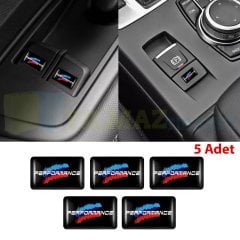 Bmw M Performance Direksiyon Jant Vites Torpido Damla Silikon 3D Etiket Oto Sticker 5 Adet