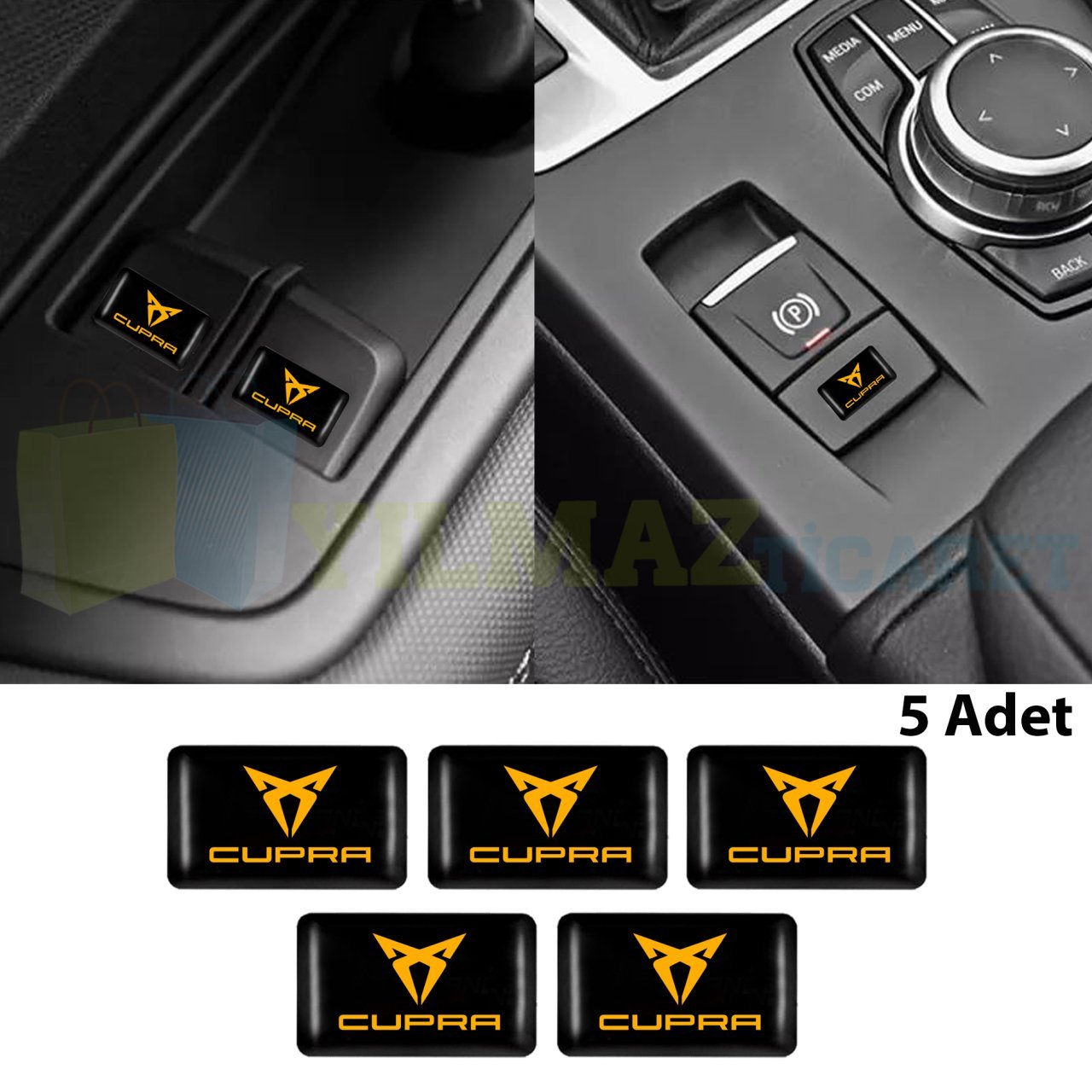 Seat Cupra Logo Direksiyon Jant Vites Torpido Damla Silikon 3D Etiket Oto Sticker 5 Adet