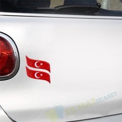 Türk Bayrağı Damla Oto Sticker Araba Yapıştırma Etiket 2 Adet