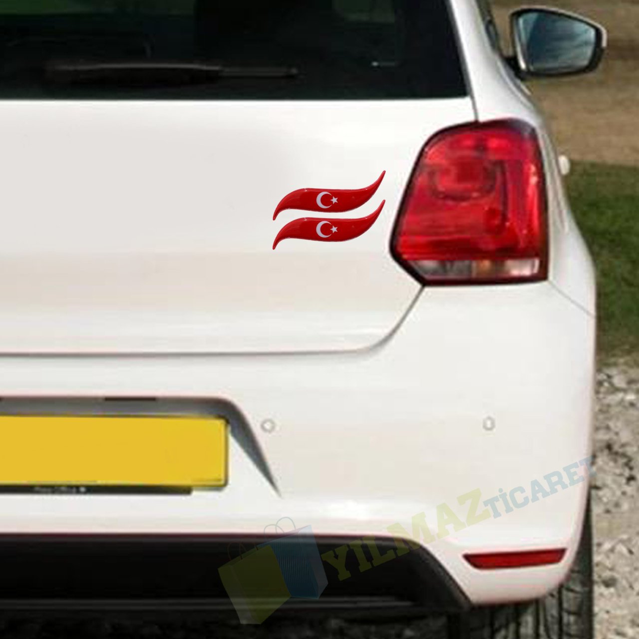 Türk Bayrağı Damla Oto Sticker Araba Yapıştırma Etiket 2 Adet