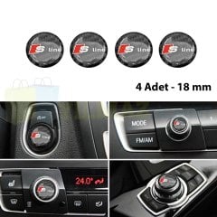 Audi S Line Logo Joystick Klima Teyp Düğme Damla Silikon 3d Sticker Etiket Arma 4 Adet 18 X 18 Mm