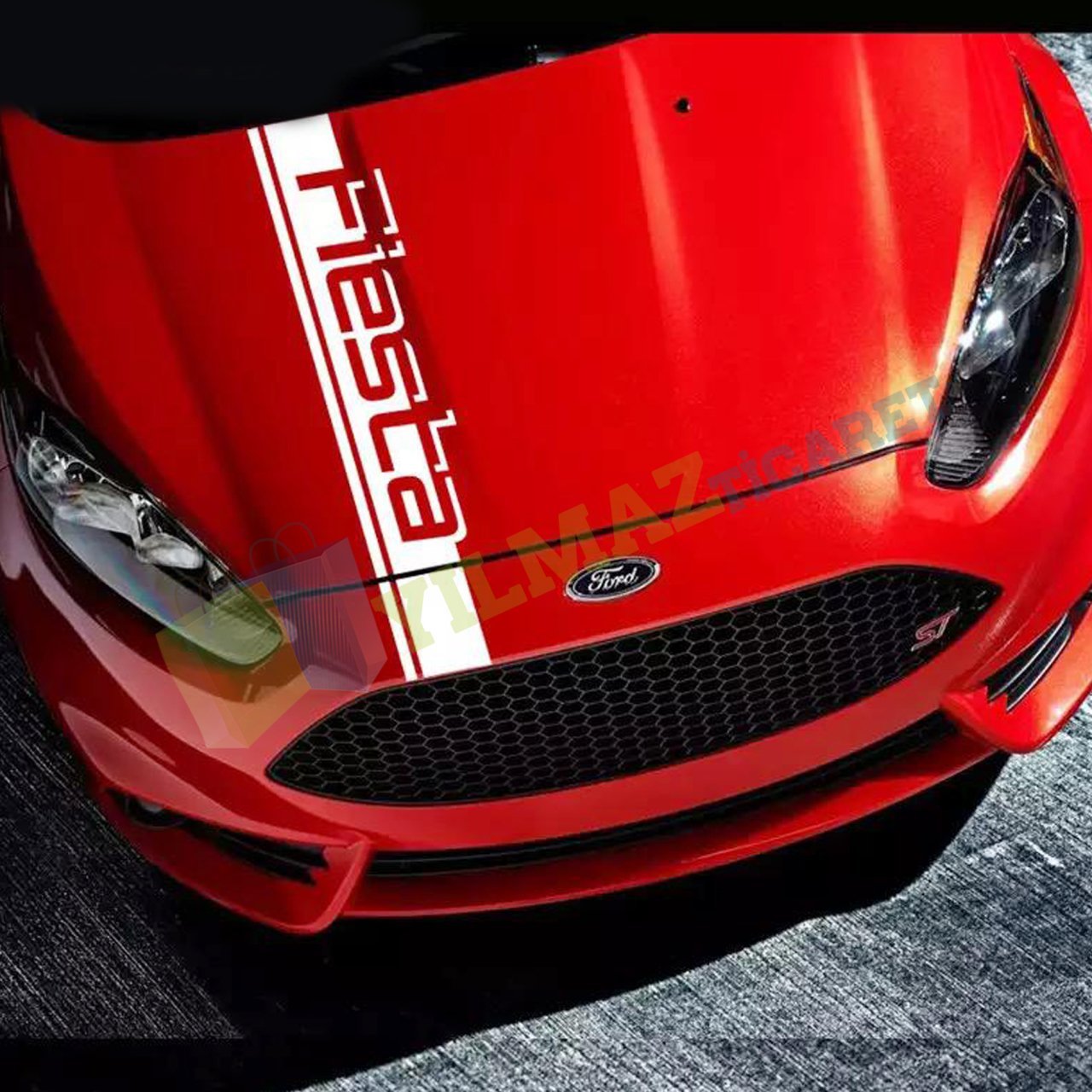 Ford Fiesta Ön Kaput Şerit Oto Sticker Yapıştırma Kaliteli Folyo
