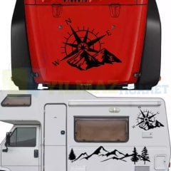 Pusula Karavan Kamp Çekme Off Road Oto Sticker Araba Etiket Yapıştırma Çıkartma