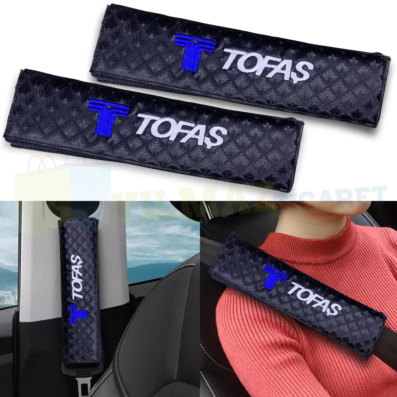 Tofaş Logo Nakışlı Emniyet Kemer Kılıfı Ped 2 Adet Yüksek Kalite