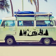 Ağaç Yıldız Orman Manzara Kamp Karavan Çekme Oto Sticker Etiket Yapıştırma